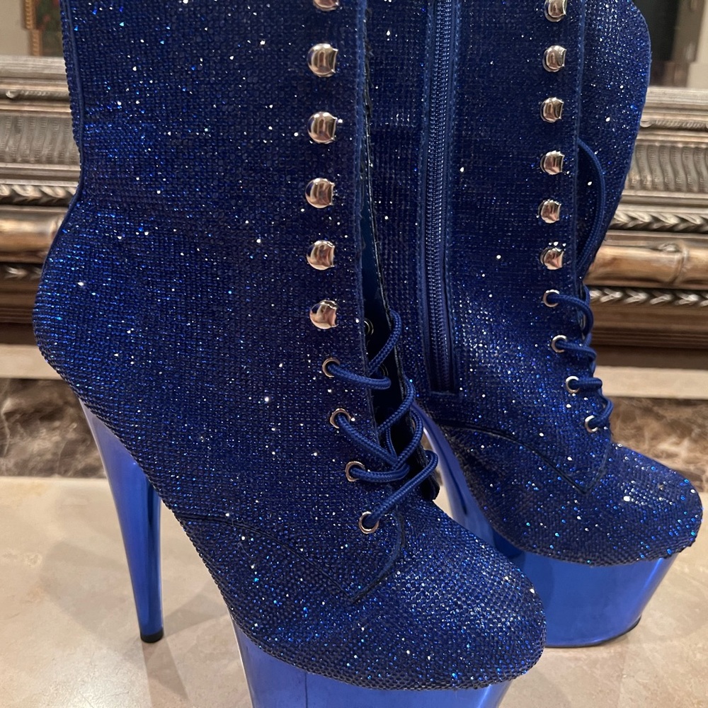 New Blue Bedazzled Pleaser Heels Size 9